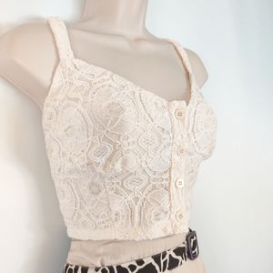 Pac Sun L.A.‎ Hearts crop lace bra style top creme